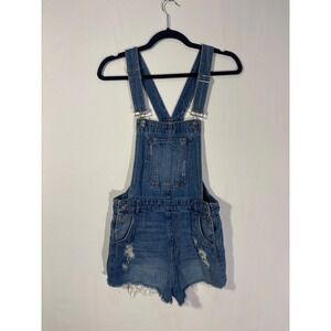 Festival Distressed H&M Divided Denim Shortalls Womens 6 Blue